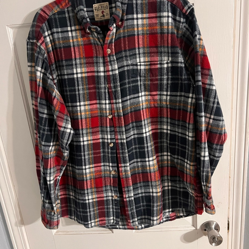 RedHead Men's Casual Plaid Shirt - Red, Black, and White